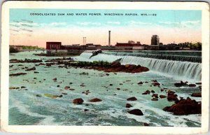 Postcard DAM SCENE Wisconsin Rapids Wisconsin WI AL1660