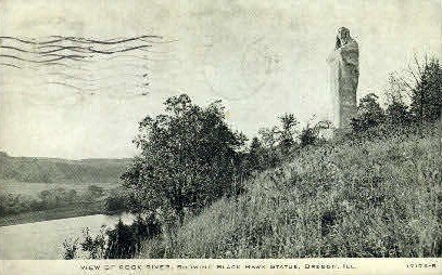 Rock River & Black Hawk Statue - Oregon, Illinois IL  