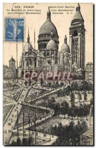 Old Postcard Paris The Sacre Coeur Basilica with & # monumental 39escalier