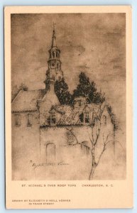 CHARLESTON, SC South Carolina ~ ST. MICHAEL'S CHURCH c1930s Verner Art Postcard