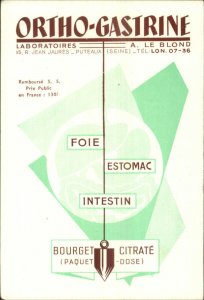 Medical Human Anatomy Art Stomach Intestines Ortho-Gastrine Bourget Citrate