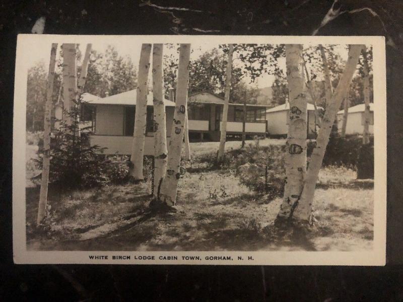 Mint USA RPPC Postcard White Birch Lodge Cabin Town Gorham NH