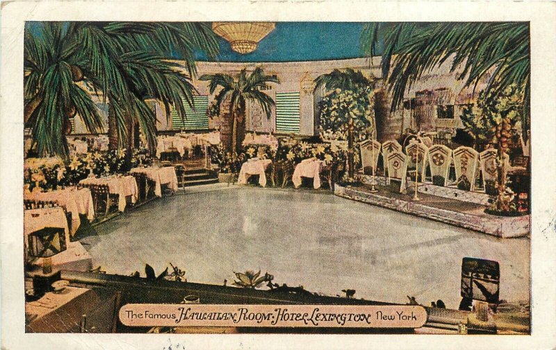 1943 New York Hotel Lexington Hawaiian Room Interior Hilide Postcard 22-11542