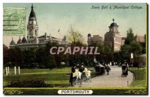 Postcard Old Town Hall Municipal College Portsmouth