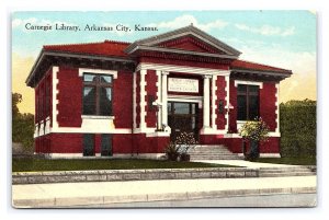 Carnegie Library Arkansas City Kansas Postcard