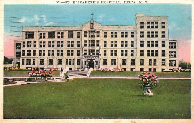 Vintage Postcard 1938 St. Elizabeth's Hospital Medical Building Utica New York