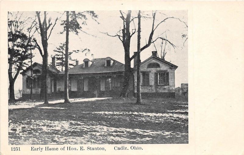 C9/ Cadiz Ohio Postcard c1910 Harrison County Early Home Hon. E. Stanton