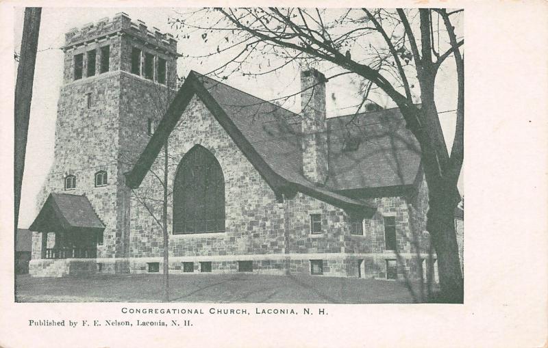 Congregational Church, Laconia, New Hampshire, Very Early Postcard, Unused