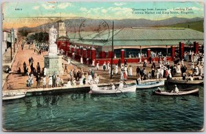 1929 Landing Pier Victoria Market & King Street Kingston Jamaica Posted Postcard