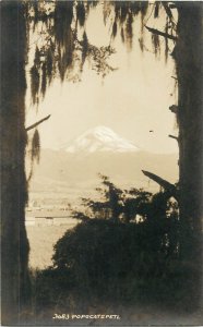 Photographer HUGO BREHME rare Real Photo Postcard Popocatepetl volcano Mexico 