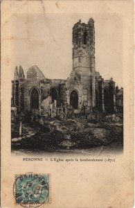 CPA PERONNE - L'Église apres le bombardement (121350)