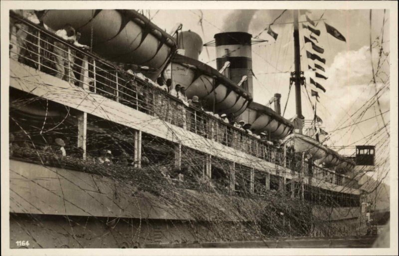 Honolulu Hawaii HI Steamship Farewell c1920s Real Photo Postcard