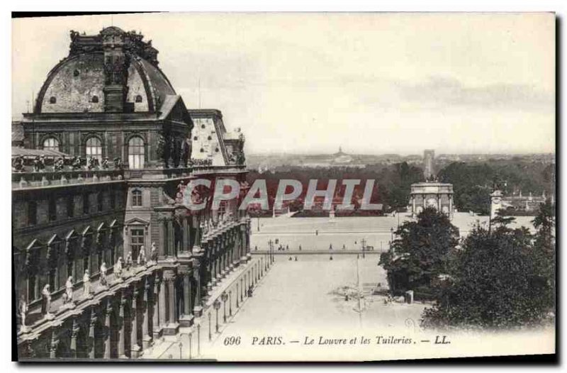 Old Postcard Paris Louvre and the Tuileries