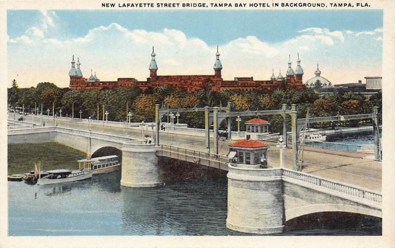 LPS49 TAMPA Florida Lafayette Street Bridge Tampa Bay Hotel Postcard