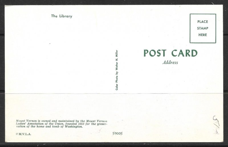 Virginia, Mount Vernon - The Library - [VA-109]