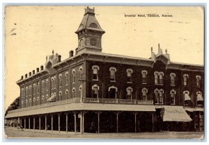 1913 Roadside View Oriental Hotel Building Chanute Kansas KS Vintage Postcard