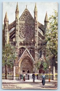 c1910 Tuck Oilette Vintage Postcard North Transept Charles Flower Abbey No. 7033
