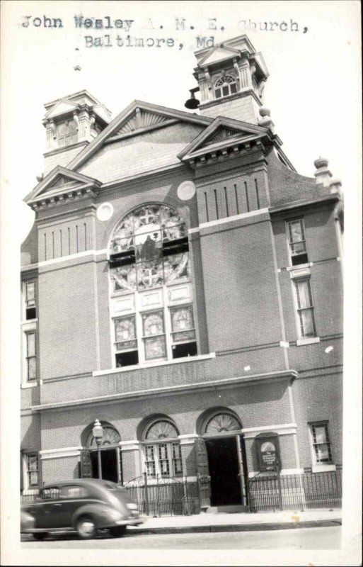 Baltimore Maryland MD John Wesley Church Real Photo Vintage Postcard