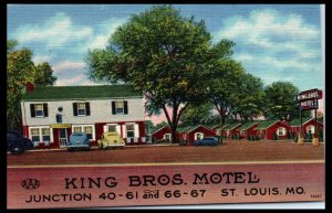 1940s King Bros. Motel Junction 40 Rte. 66 St. Louis MO Postcard