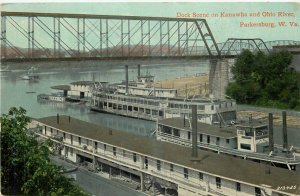 1911 Parkersburg West Virginia Dock Scene Kanawha Ohio River Postcard 26-360