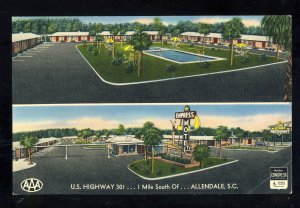 Allendale, South Carolina/SC Postcard, Empress Motel, Route 301, Circa 1950s