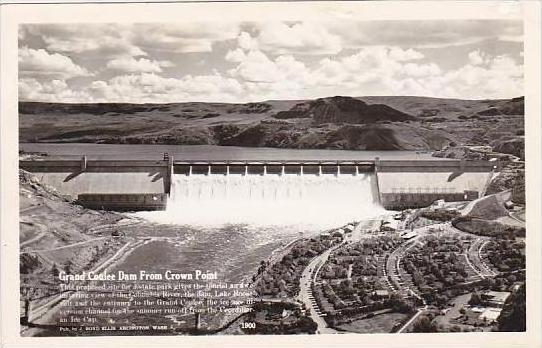 Washington Grand Coulee Dam From Crown Point Real Photo RPPC