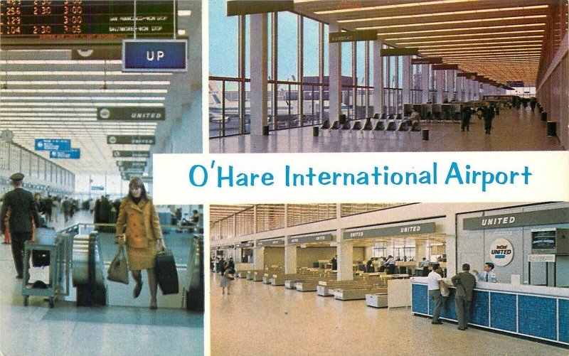 Postcard Illinois Chicago O'Hare International Airport 1960s Roberts 23-3268