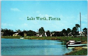 VINTAGE POSTCARD BOATS AT LAKE WORTH FLORIDA PLASTICHROME 1960s