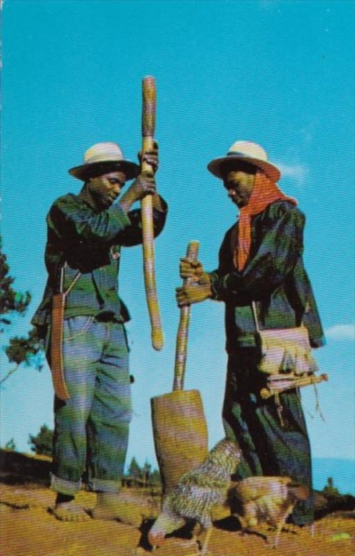 Haiti Native Men Pounding Millet