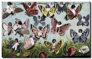 Old Postcard Fantasy Butterflies Butterfly Children