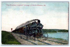 Chicago Illinois IL Postcard Overland Limited North-Western Ry Locomotive 1911