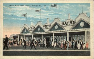 Norfolk Virginia VA Ocean View Bath Houses Vintage Postcard