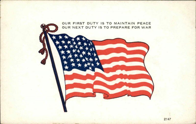 WWI American Flag Patriotic Quote Vintage Postcard