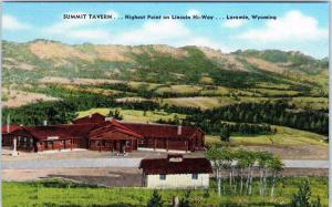 LARAMIE, WY   SUMMIT TAVERN  LINCOLN HIGHWAY  c1940s  Roadside  Linen  Postcard