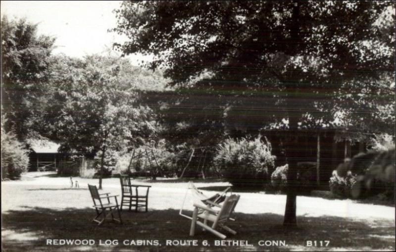 Bethel CT Redwood Log Cabins Route 6 Real Photo Postard 