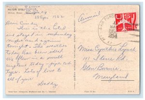 1962 Hilton Hotel Istanbul Turkey Air Force Postal APO Posted Foreign Postcard