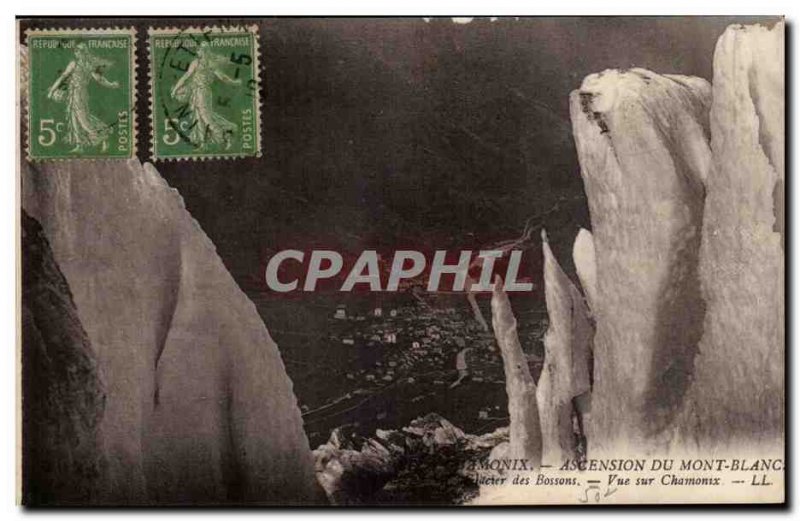 Old Postcard Climbing Mount Blanc Bossons Glacier View Chamonix