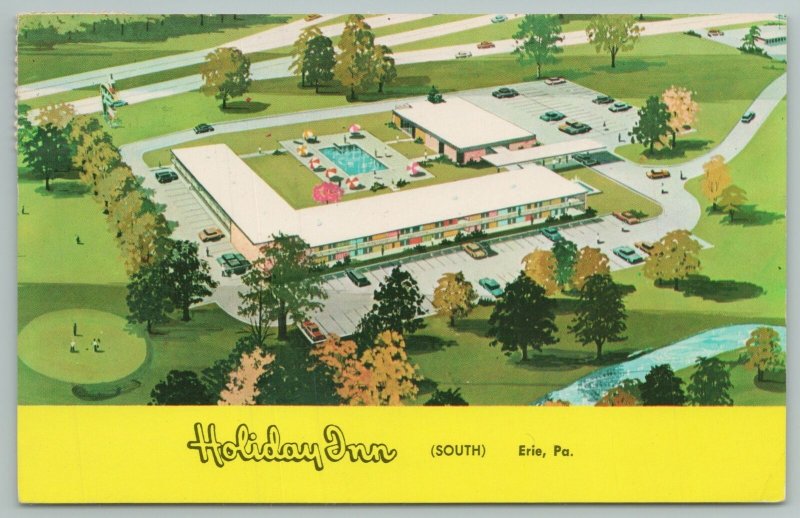 Erie Pennsylvania~Holiday Inn From Above~Vintage Postcard