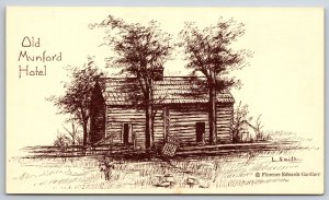 Sketches~Kentucky~Old Munford Hotel Log Cabin Exterior View~Vintage Postcard