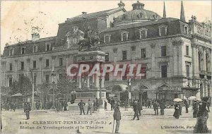 Old Postcard Clermont Ferrand P D Statue Vercigetorix and Theater