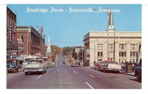 TN - Greeneville. Main Street looking North ca 1960