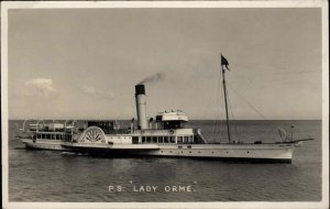 Liverpool England P.S. Lady Orme Riverboat Ship Real Photo Vintage Postcard