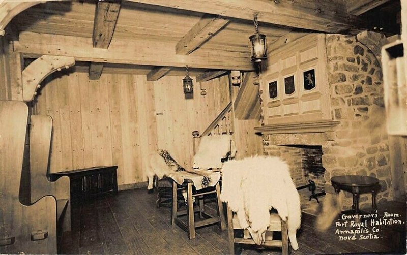 Port-Royal Habitation Governors Room Nova Scotia, Canada Real Photo Postcard