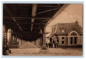 1911 Interior Steel Arch Bridge & Customs Office Niagara Falls Canada Postcard