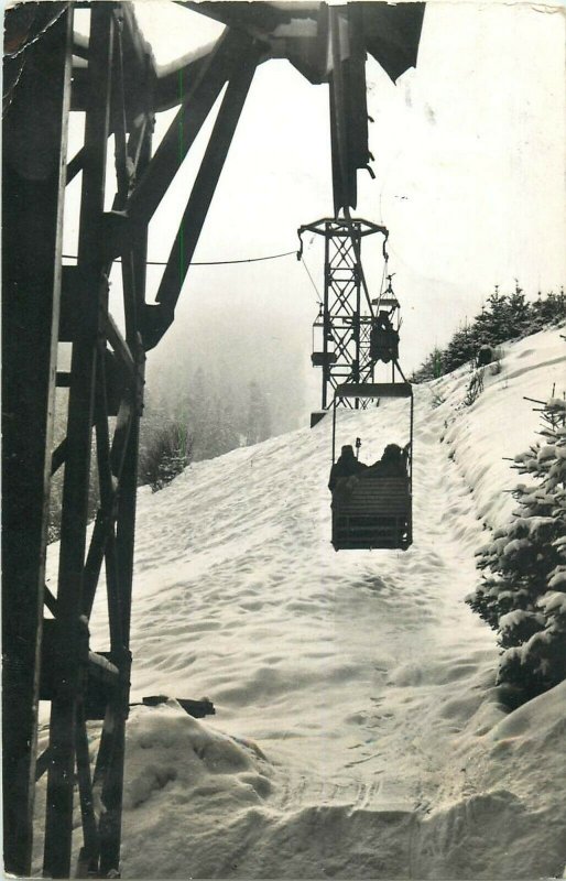 Romania Brasov cableway ski lift postcard