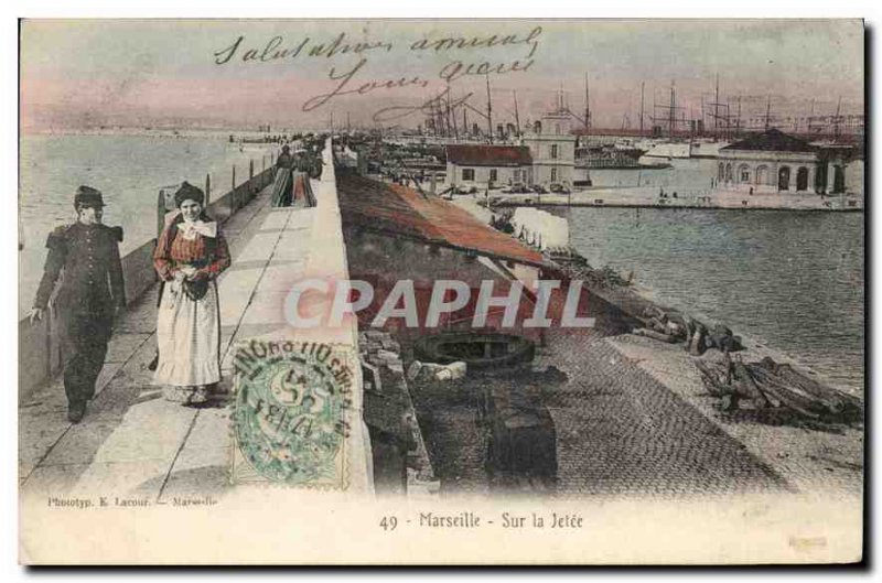 Old Postcard Marseille on the Jetee