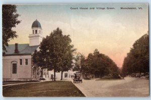 Manchester Vermont VT Postcard Court House And Village Green c1920's Antique