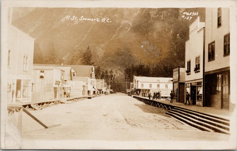 5th Street Stewart BC Macfarlane Real Estate Big Store Hughes RPPC Postcard E55