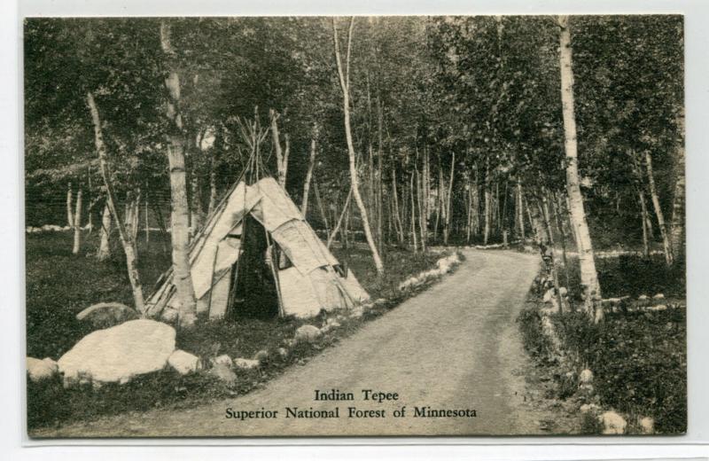 Native American Indian Tepee Superior National Forest Minnesota postcard 