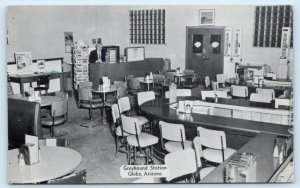 GLOBE, AZ Arizona ~ GREYHOUND STATION CAFE Postcard Rack c1940s Postcard
